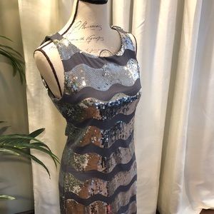 sparkly party dress gray with silver sequins